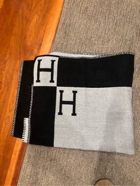 H Logo Black and Gray Home Accent Throw Blanket